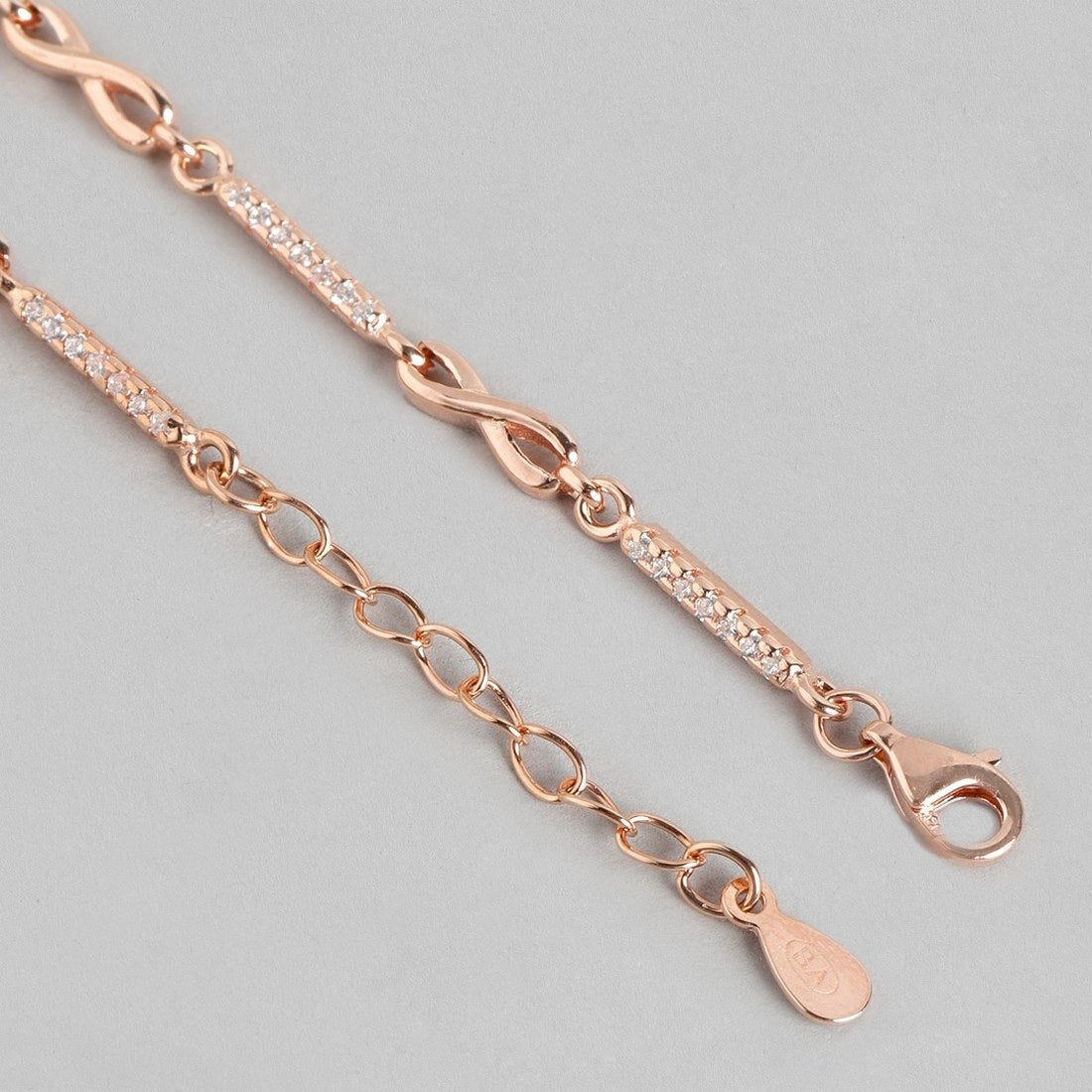 Infinity Cubic Zirconia Rose Gold Plated 925 Sterling Silver Anklet
