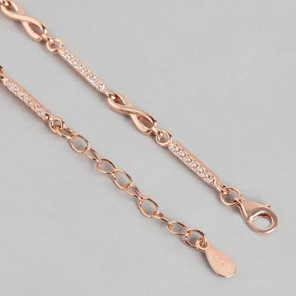 Infinity Cubic Zirconia Rose Gold Plated 925 Sterling Silver Anklet