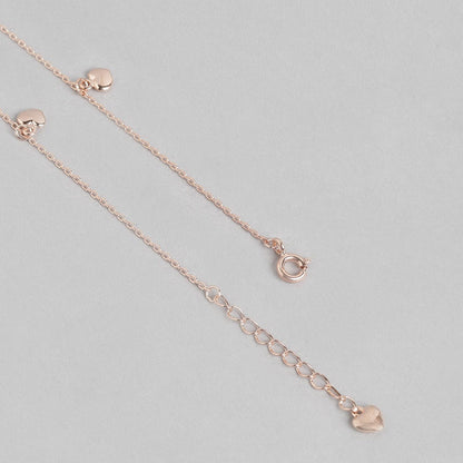 Heart Charm Rose Gold Plated 925 Sterling Silver Anklet