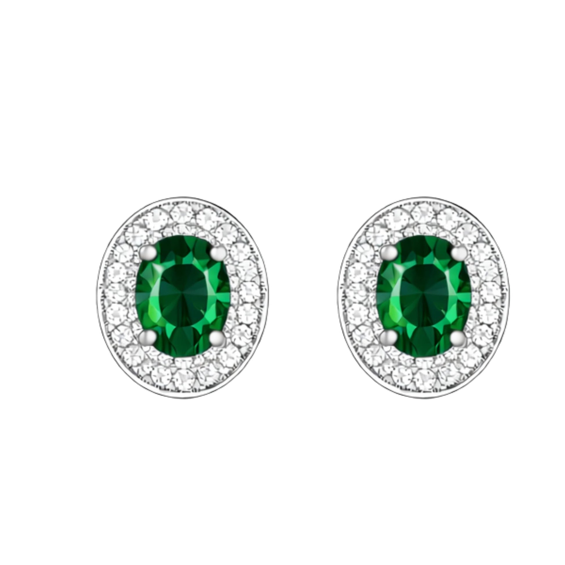 Silver Plated Green Stone Necklace Set