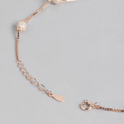 Radiant Beads Rose Gold-Plated CZ 925 Sterling Silver Anklet