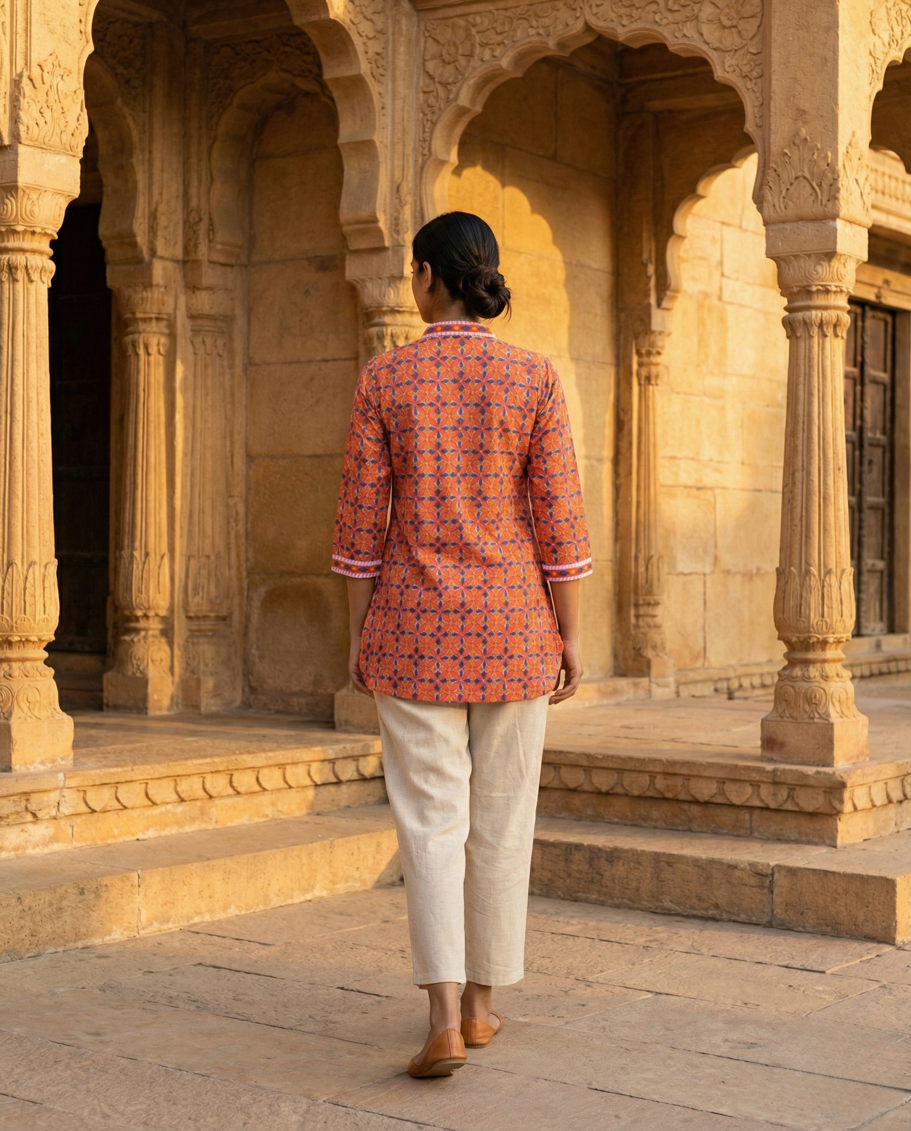 Pastel Hues Orange Cotton Top