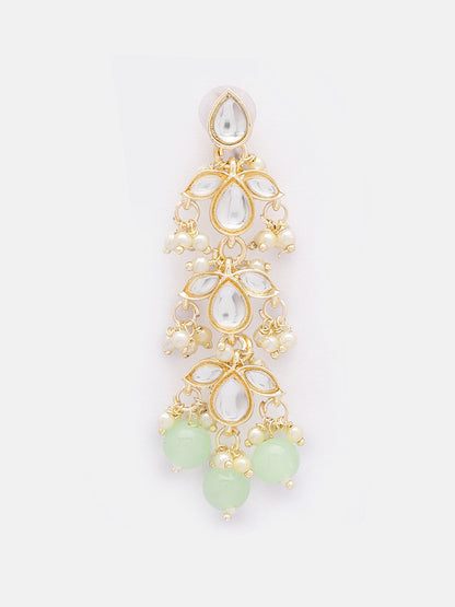 Priyaasi Floral Kundan Mini Pearls Minit Beads Drop Pattern Earrings