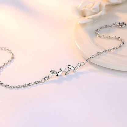 Sleek Silver Plated Leaf Bracelet