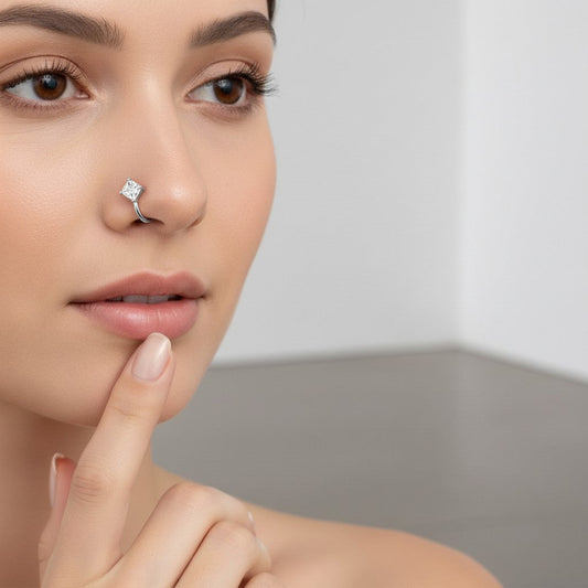 Silver Shine Non Piercing Nose Pin