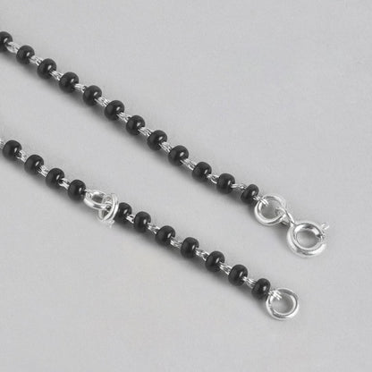 Women's 925 Sterling Silver anklet featuring black beads on a delicate silver chain with clasp – Zavya