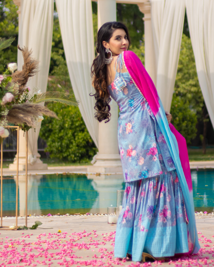 Blooming Fairy Embroidered Sharara Set