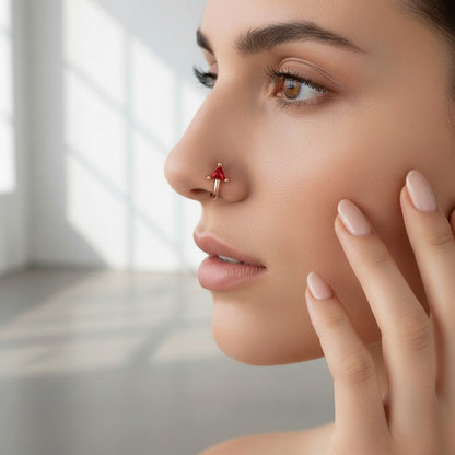 Red Abstract AD Non-Piercing Nose Pin