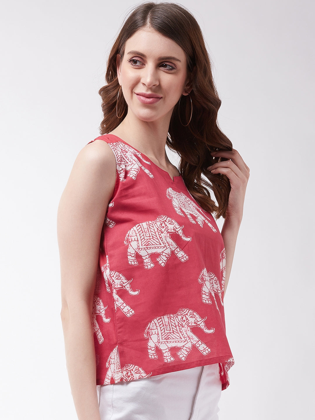 Red Elephant Sleeveless Top