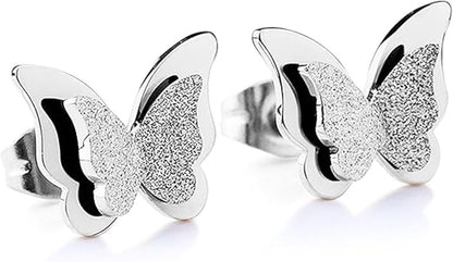 Premium Quality Dual Butterfly Rose Gold Plated Stud Earrings for Girls, Women and Kids