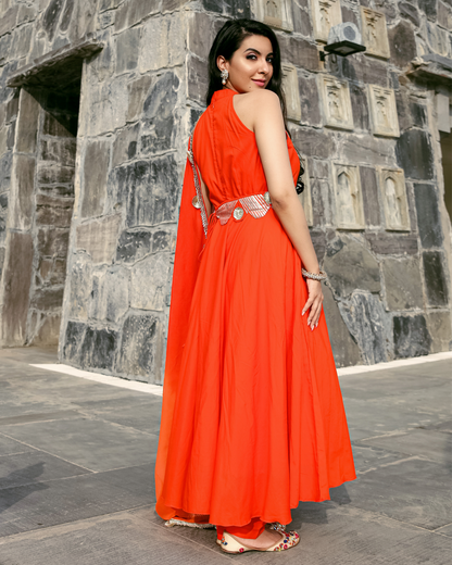 Orange Muse Leheriya Gota Suit Set