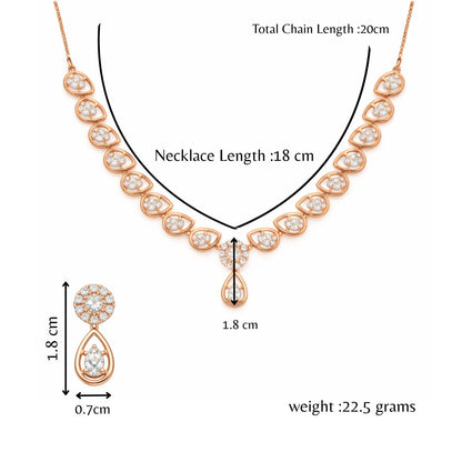 Rose Gold Plated Necklace With Matching Earrings