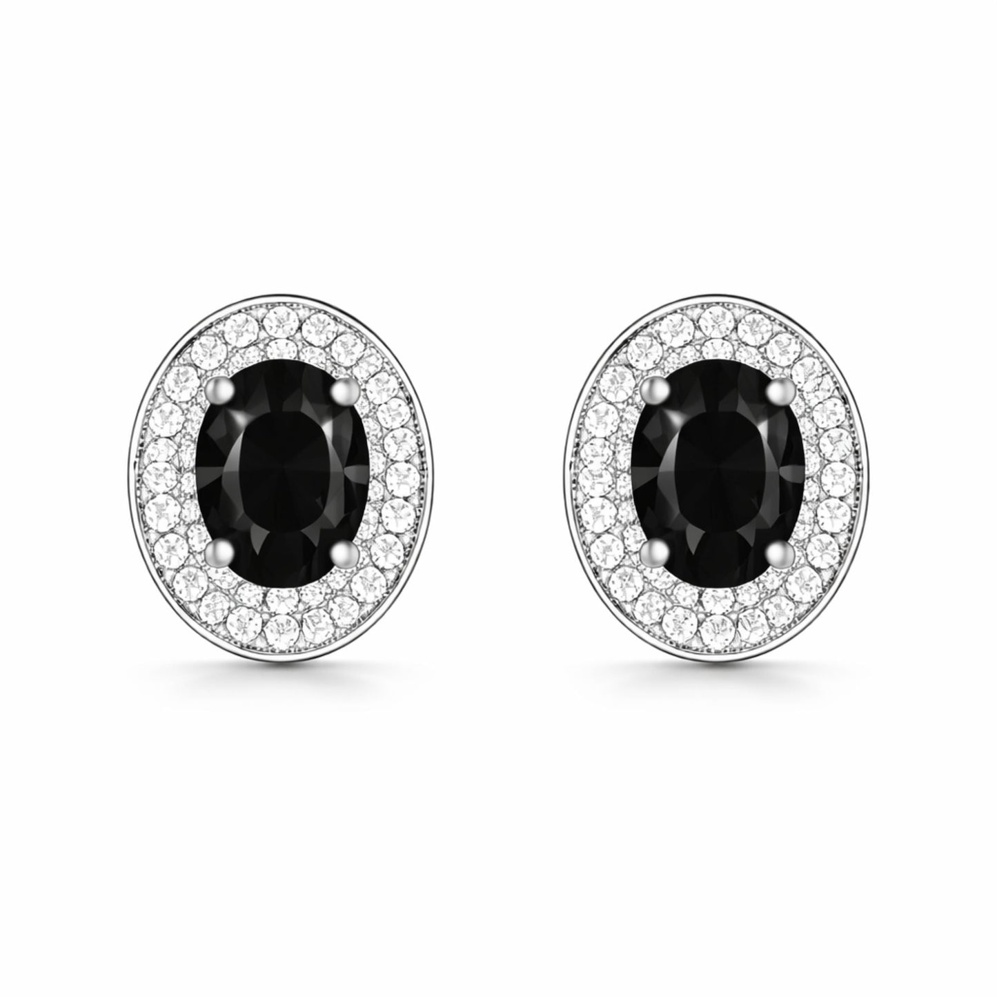 Silver Plated Black Stone Necklace Set