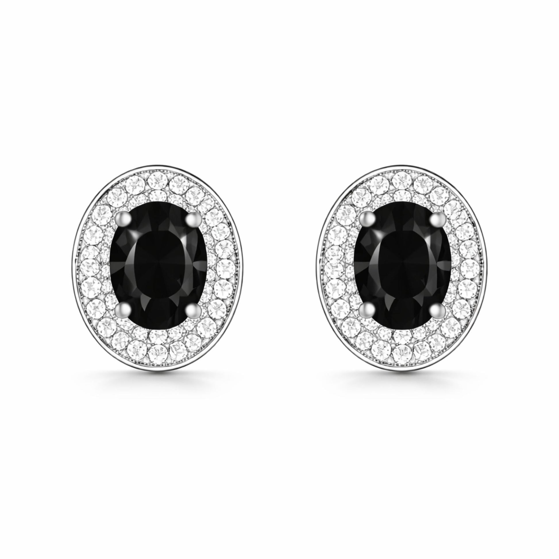 Silver Plated Black Stone Necklace Set