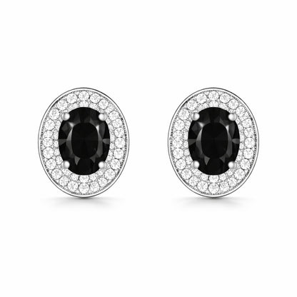 Silver Plated Black Stone Necklace Set