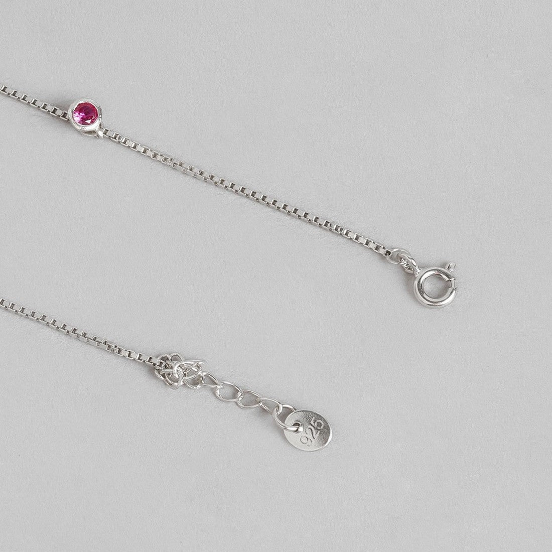 Multi Colour Drops Rhodium Plated 925 Sterling Silver Anklet