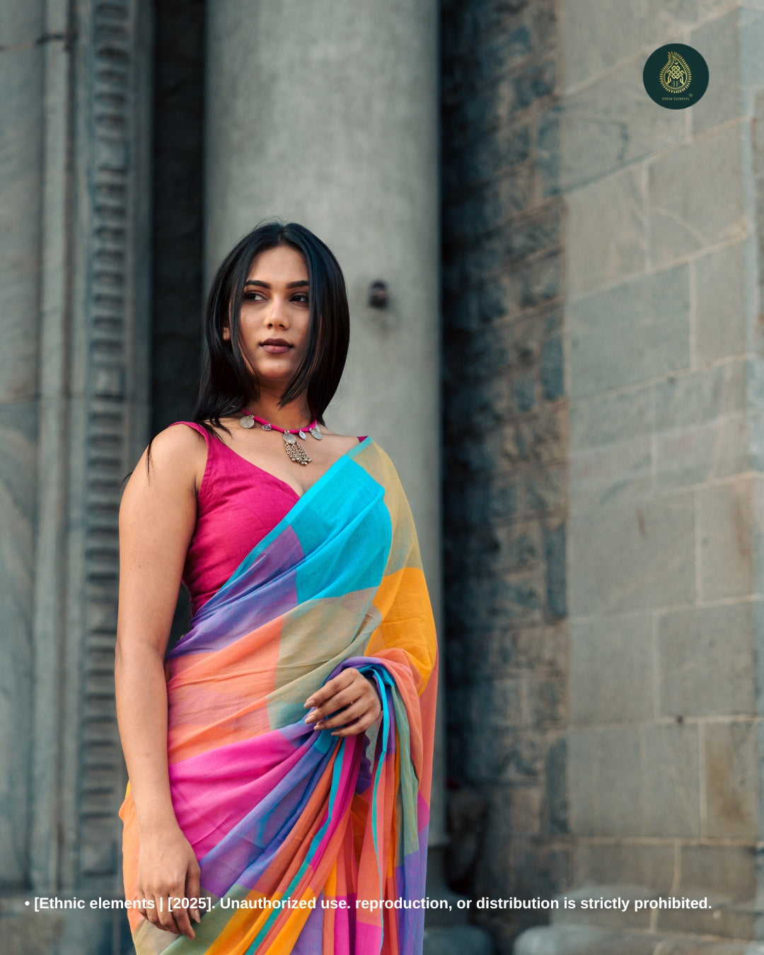 Woven Mul Cotton Handloom Saree - Designer Symphony Of Checks