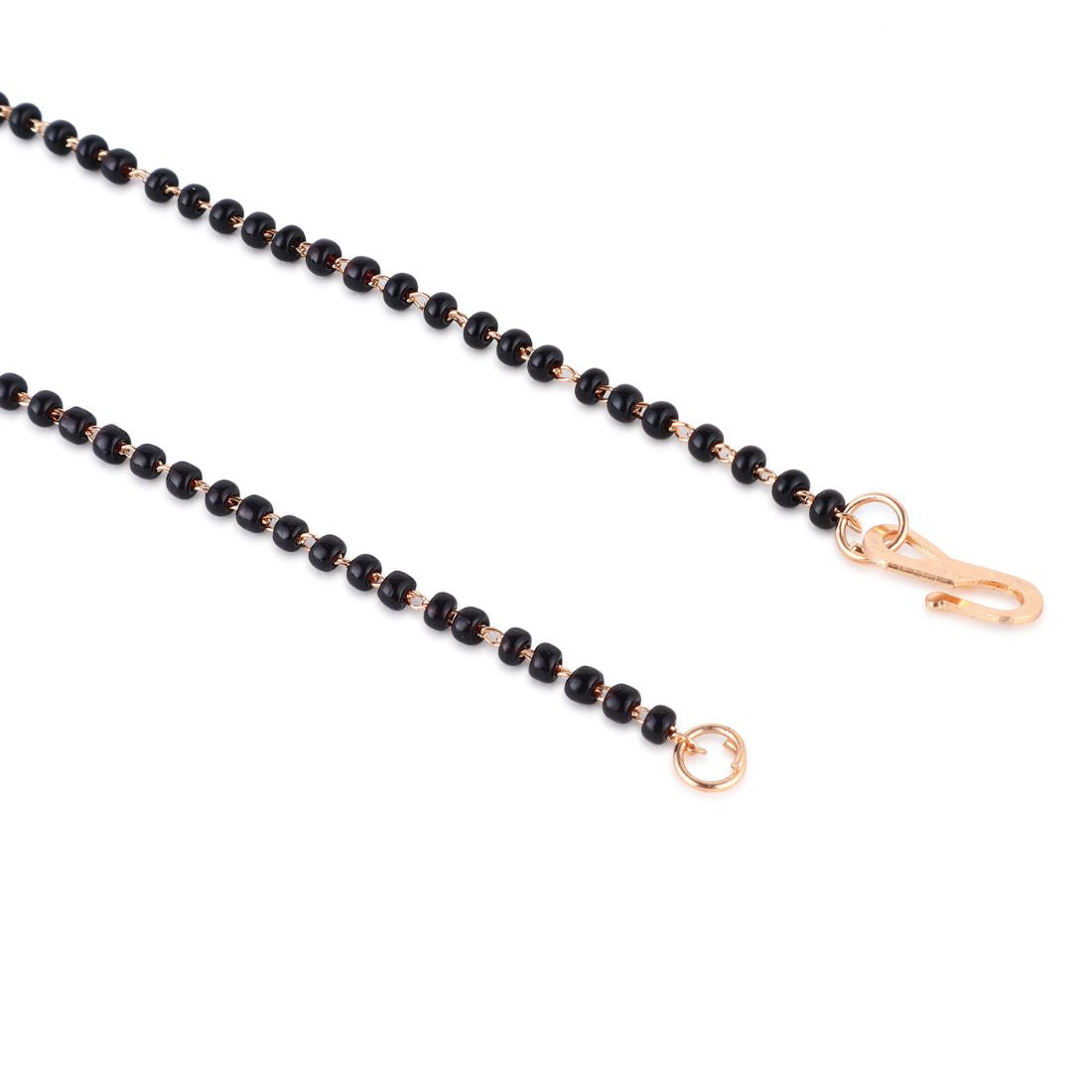 Rose Gold Heart Mangalsutra With Black Bead Chain