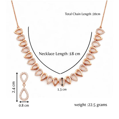 Rose Gold Plated Teardrop Necklace Set