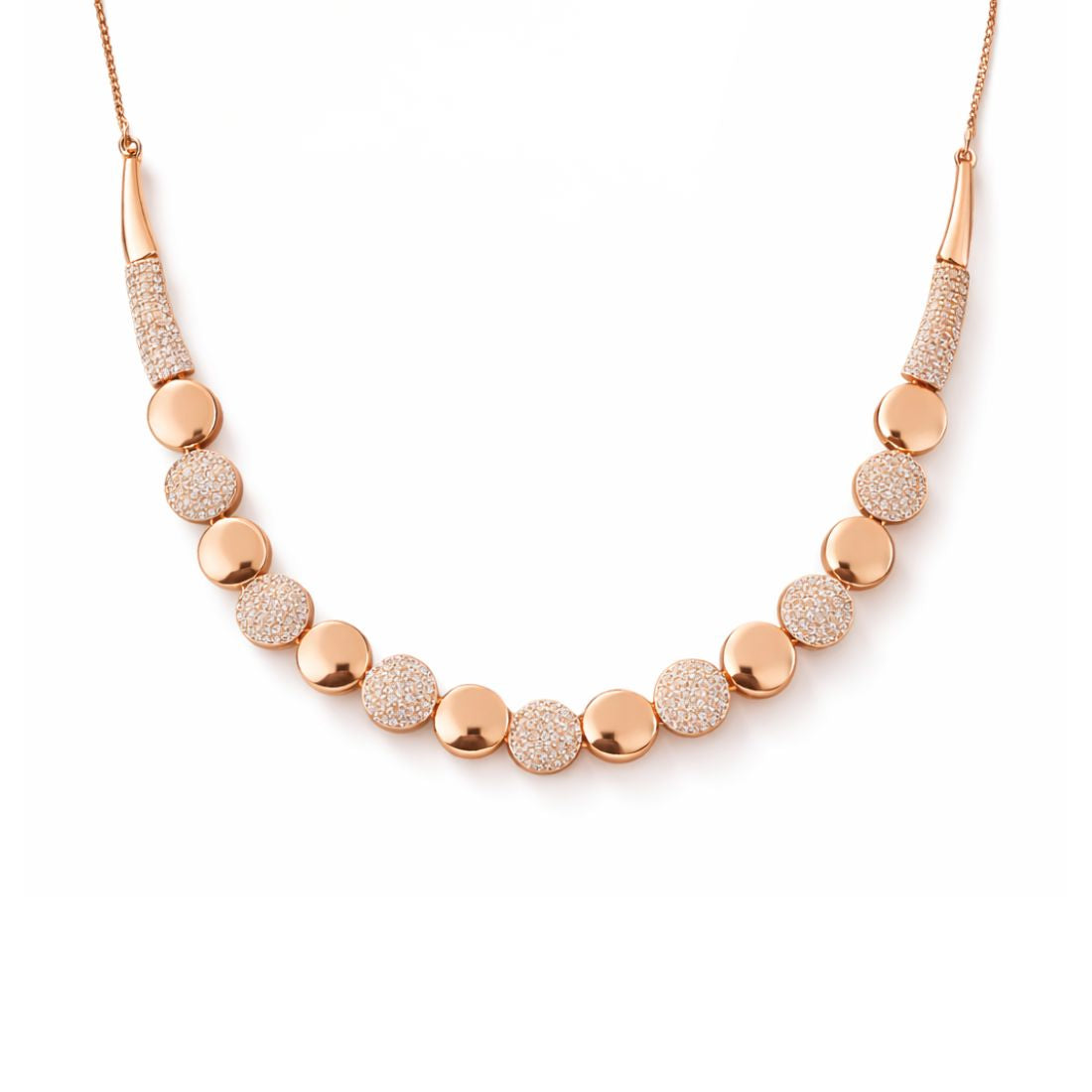 Rose Gold Necklace With Earrings