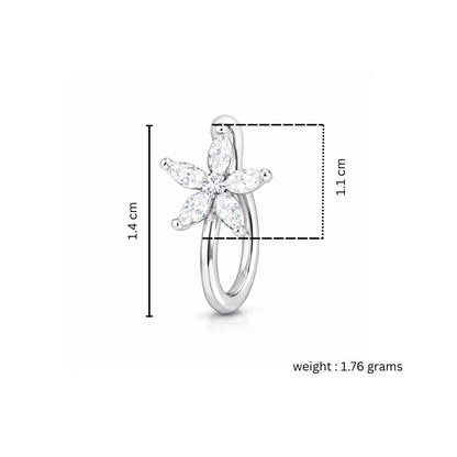 Silver Floral Non Piercing Nose Pin