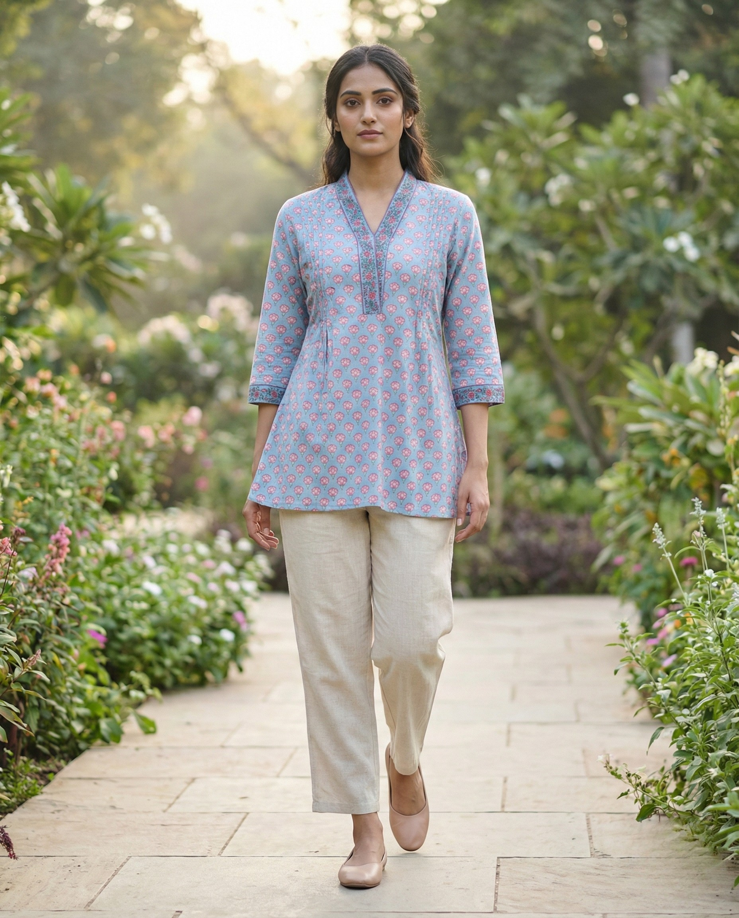 Pastel Hues Sky Blue Cotton Top