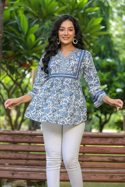 blue floral top