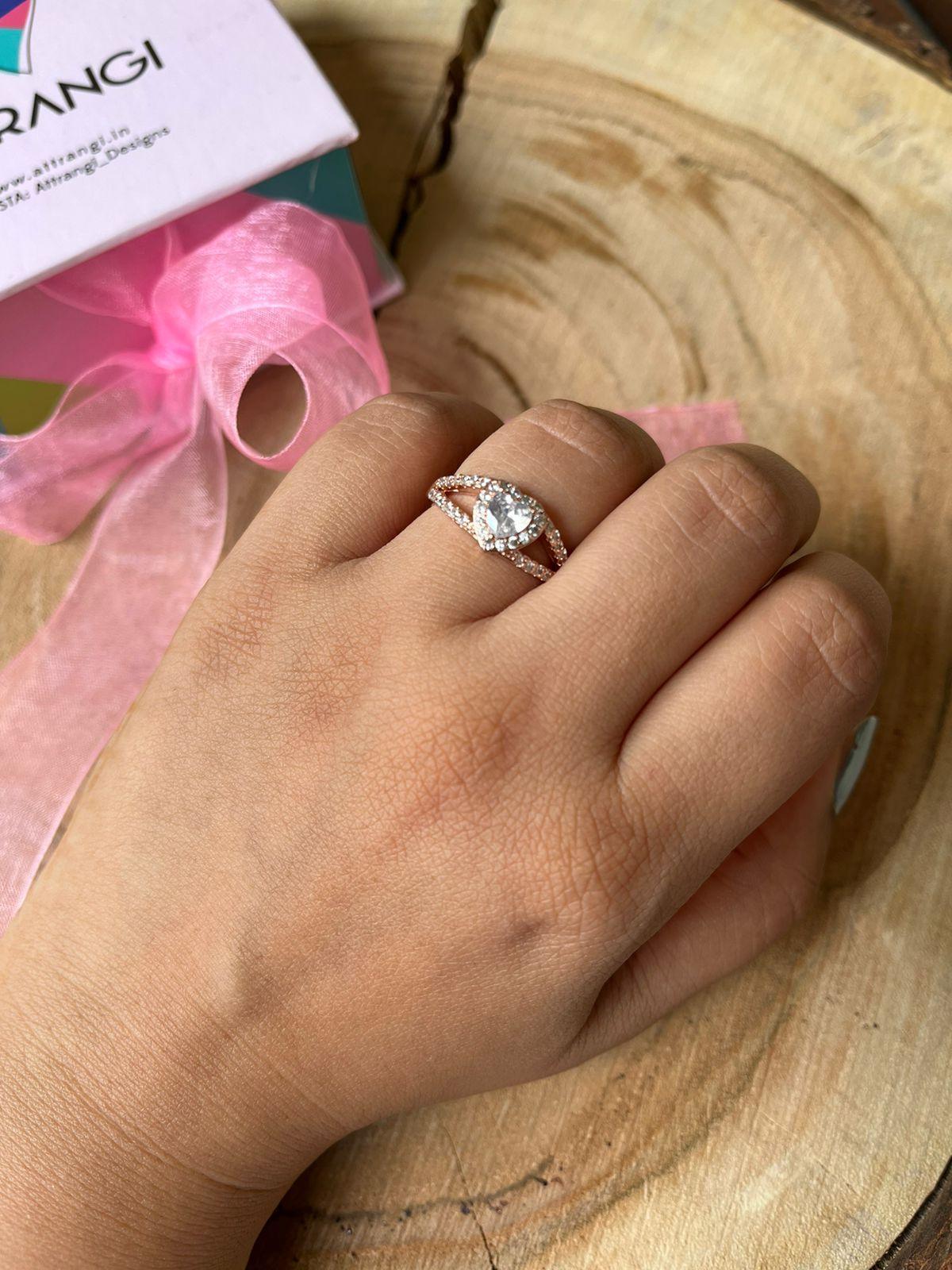 50 Cent Heart Shaped Solitaire Ring - Attrangi