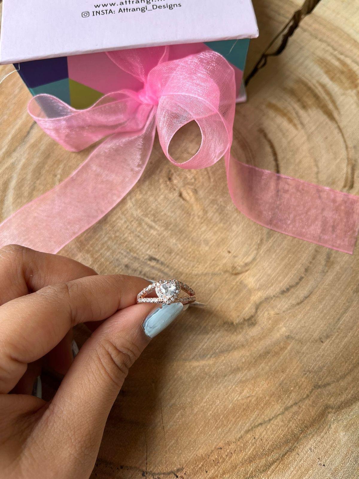 50 Cent Heart Shaped Solitaire Ring - Attrangi