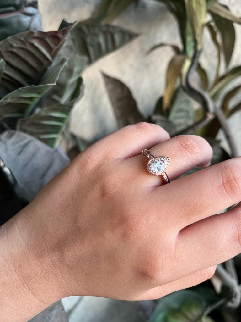 50 cent Pear Shaped Solitaire Ring - Attrangi
