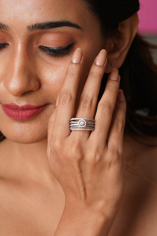 50 Cent Round Solitaire Cocktail Ring - Attrangi