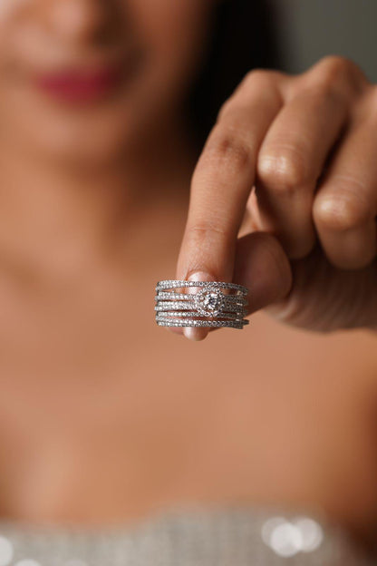 50 Cent Round Solitaire Cocktail Ring - Attrangi