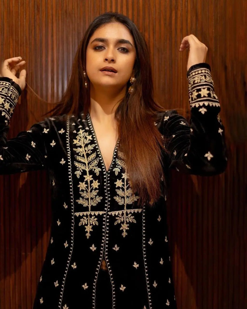 Velvet Heavy Anarkali Embroided Gown (Stitched) - Premium  from Ethenika.com - Just INR 2499! Shop now at Ethenika.com 