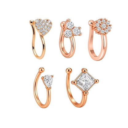 Rose Gold American Diamond Non Piercing Nose Pin