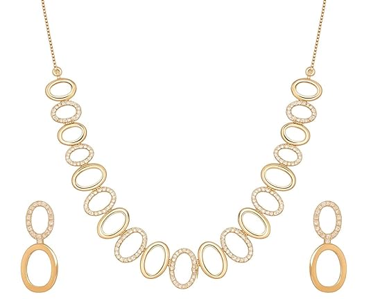 Rose Gold Sleek Oval Statement Necklace Set