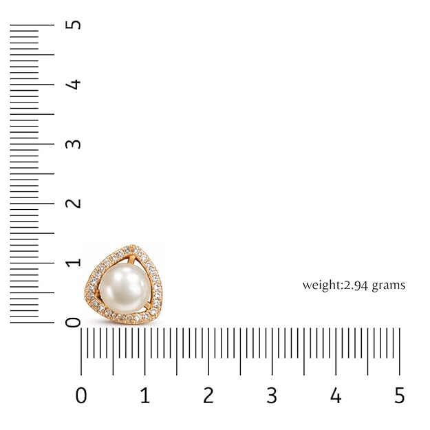 Rose Gold Plated Triangular Pearl Stud Earrings
