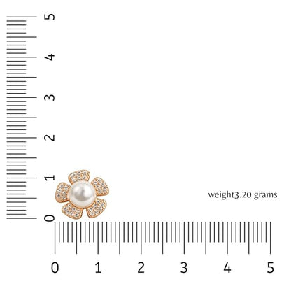 Pearl Pop Stud Earrings |Rose Gold Plated Floral Design Earrings