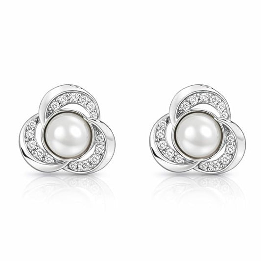 Silver Plated Pearl Stud Earrings