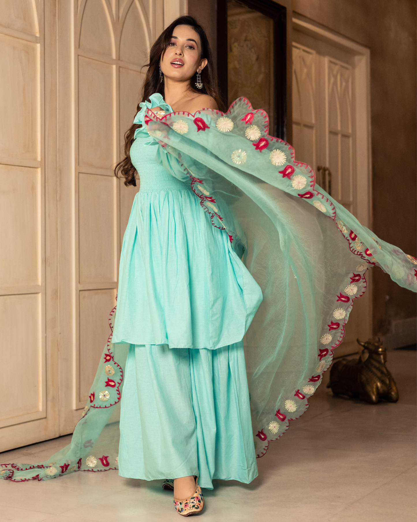 Nilkanta Embroidered Sharara Set