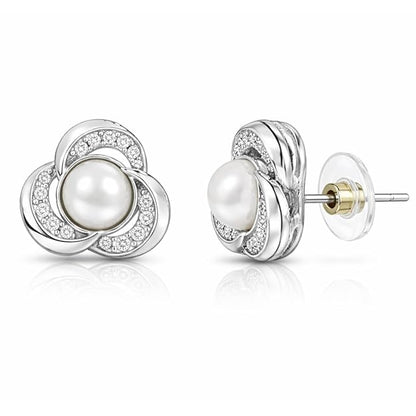 Silver Plated Pearl Stud Earrings