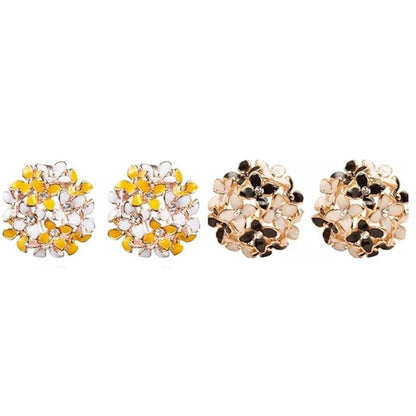 Crystal Four Leaf Clover Stud Earrings, Copper Tops Earrings for Women and Girls