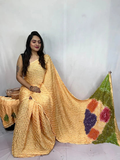 Pure Modal Silk Barik Bandhej Lagdi Pallu Bandhani Saree - Premium  from Ethenika.com  - Just INR 5990! Shop now at Ethenika.com 