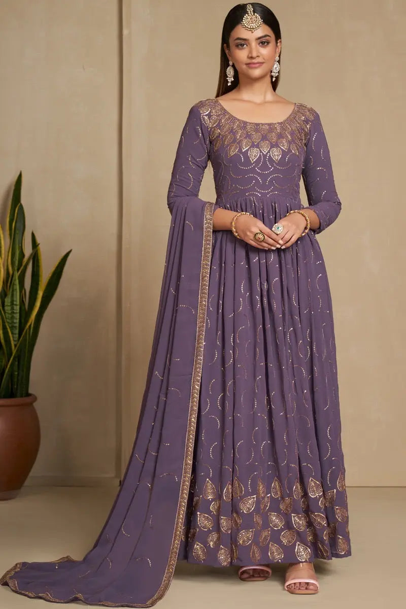 Faux Georgette Sequence Zari Embroidery Work Flair Kurti Dupatta set - Premium  from Ethenika.com  - Just INR 4990! Shop now at Ethenika.com 