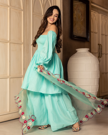 Nilkanta Embroidered Sharara Set