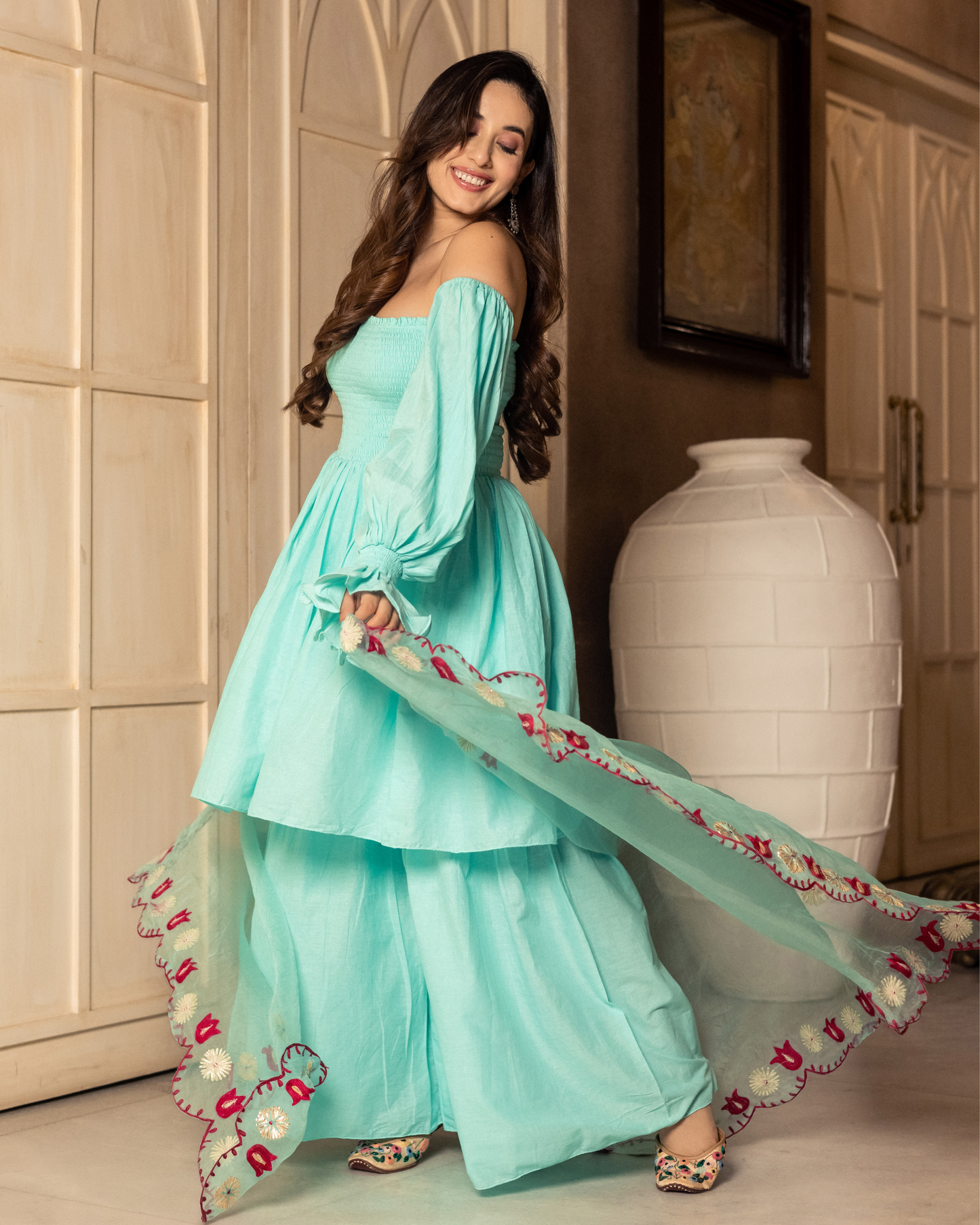 Nilkanta Embroidered Sharara Set