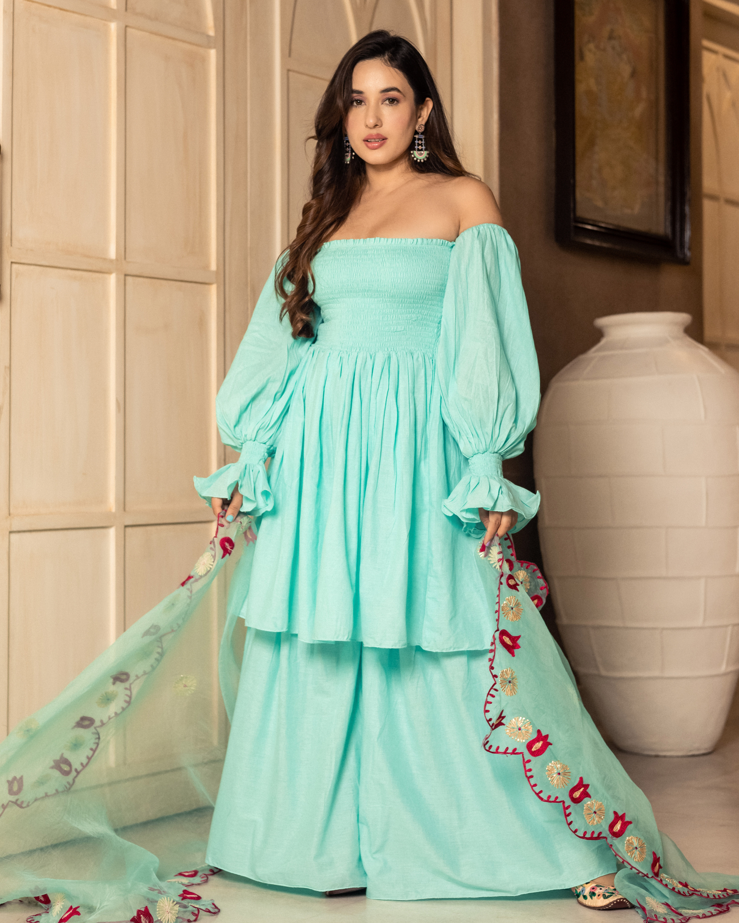 Nilkanta Embroidered Sharara Set