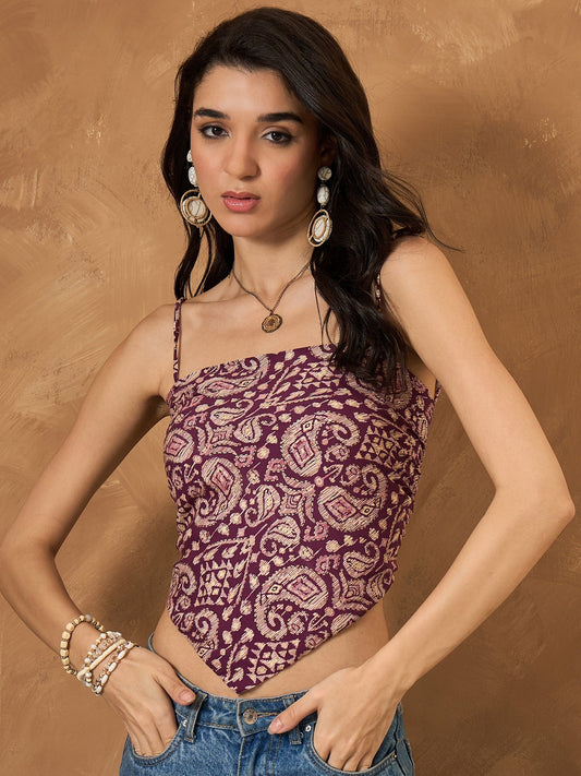 Dusty Mauve Paisley Scarf Top
