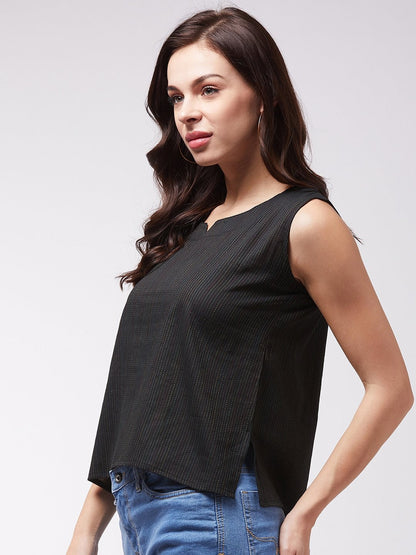 Black Kantha Sleeveless Top