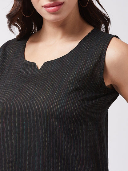 Black Kantha Sleeveless Top
