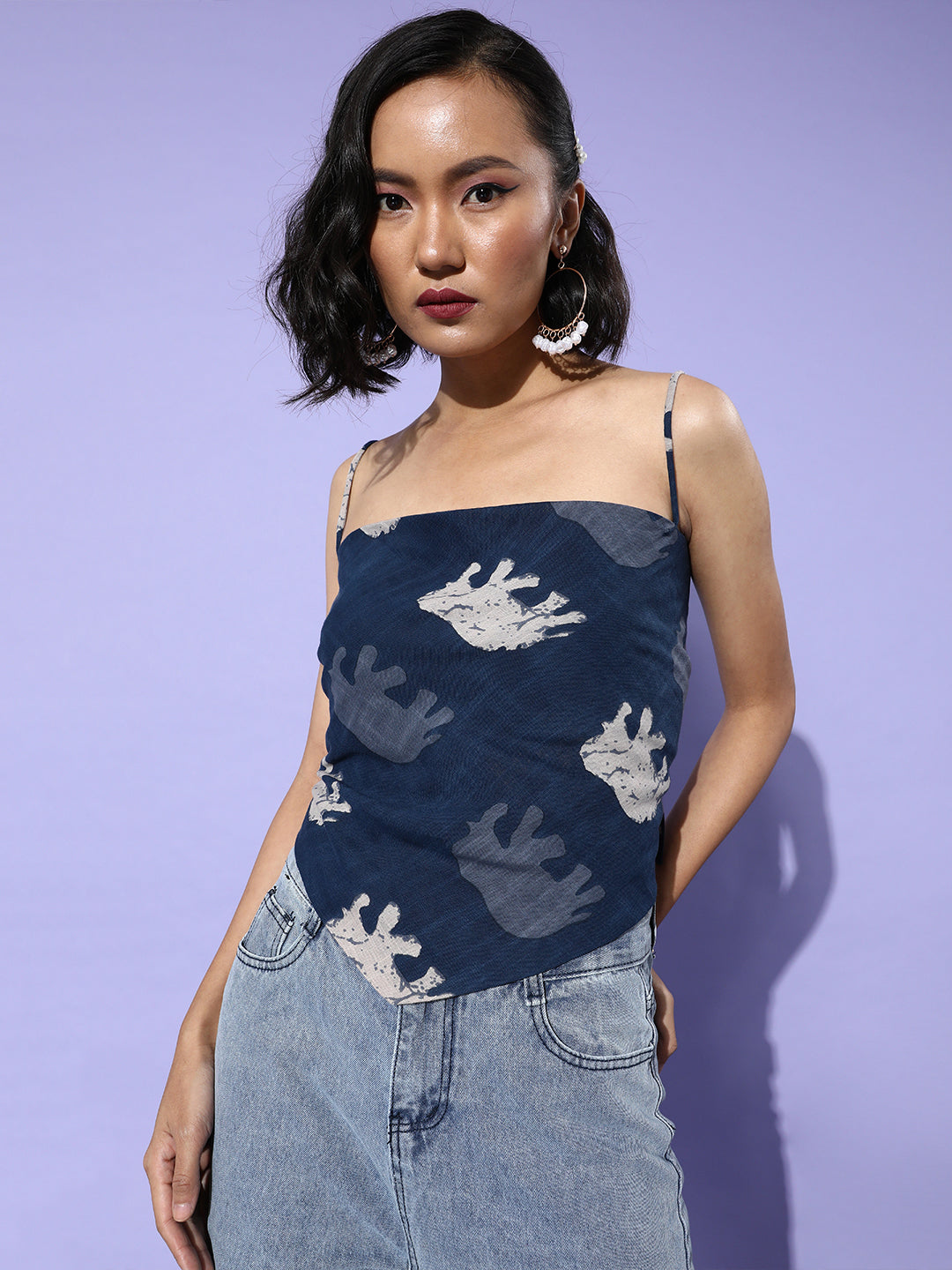 Blue Elephant Scarf Top